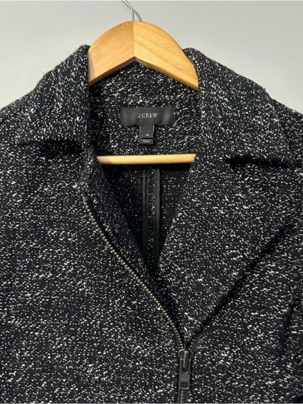 J. Crew Black & White Tweed Moto Jacket size 4 - Picture 4 of 9
